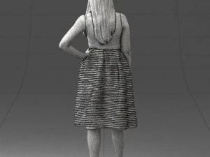 000406 Elegant Woman in Pink Skirt Fashion Pose 3D Model