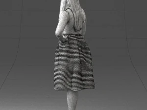 000406 Elegant Woman in Pink Skirt Fashion Pose 3D Model