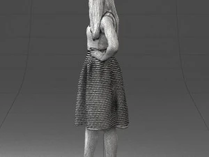 000406 Elegant Woman in Pink Skirt Fashion Pose 3D Model