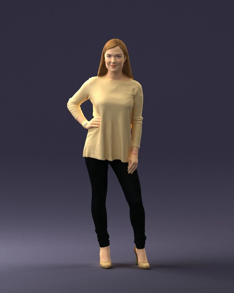 000408 Casual Redhead Woman 3D Model .c4d .max .obj .3ds .fbx .stl .blend 
