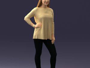 000408 Casual Redhead Woman 3D Model
