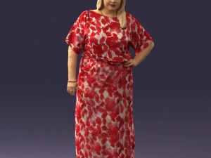 000409 Beauty Confident Woman in Red Floral Dress 3dp 3D Print Model