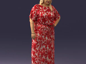 000409 Beauty Confident Woman in Red Floral Dress 3dp 3D Print Model
