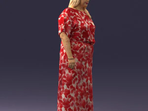 000409 Beauty Confident Woman in Red Floral Dress 3dp 3D Print Model