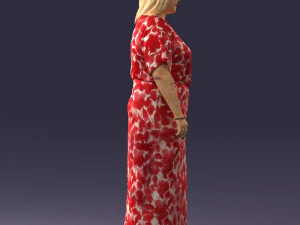 000409 Beauty Confident Woman in Red Floral Dress 3dp 3D Print Model