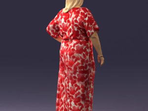 000409 Beauty Confident Woman in Red Floral Dress 3dp 3D Print Model