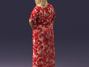 000409 Beauty Confident Woman in Red Floral Dress 3dp 3D Print Model