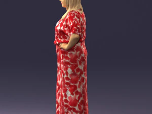 000409 Beauty Confident Woman in Red Floral Dress 3dp 3D Print Model