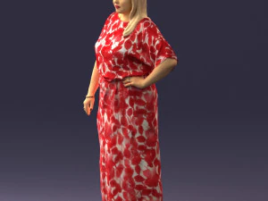 000409 Beauty Confident Woman in Red Floral Dress 3dp 3D Print Model