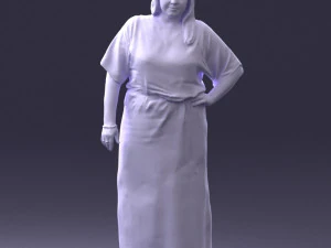 000409 Beauty Confident Woman in Red Floral Dress 3dp 3D Print Model