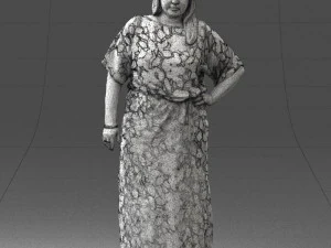 000409 Beauty Confident Woman in Red Floral Dress 3dp 3D Print Model