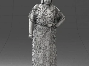 000409 Beauty Confident Woman in Red Floral Dress 3dp 3D Print Model