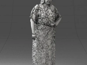 000409 Beauty Confident Woman in Red Floral Dress 3dp 3D Print Model