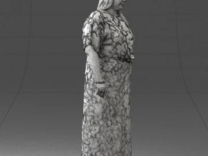 000409 Beauty Confident Woman in Red Floral Dress 3dp 3D Print Model