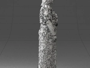 000409 Beauty Confident Woman in Red Floral Dress 3dp 3D Print Model