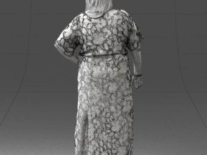 000409 Beauty Confident Woman in Red Floral Dress 3dp 3D Print Model