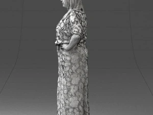 000409 Beauty Confident Woman in Red Floral Dress 3dp 3D Print Model