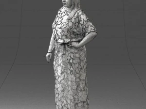 000409 Beauty Confident Woman in Red Floral Dress 3dp 3D Print Model