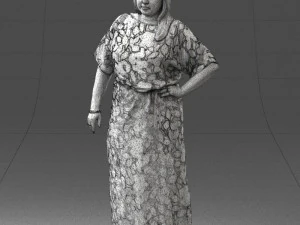 000409 Beauty Confident Woman in Red Floral Dress 3dp 3D Print Model