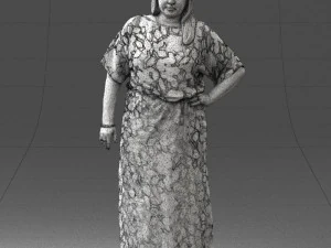 000409 Beauty Confident Woman in Red Floral Dress 3dp 3D Print Model