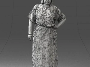 000409 Beauty Confident Woman in Red Floral Dress 3dp 3D Print Model