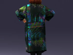 000410 Elderly Woman Character in Pattern Dress 3dp 3D Print Model