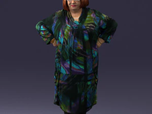 000410 Elderly Woman Character in Pattern Dress 3dp 3D Print Model