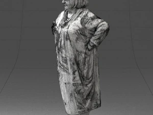 000410 Elderly Woman Character in Pattern Dress 3dp 3D Print Model