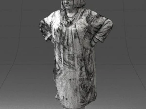 000410 Elderly Woman Character in Pattern Dress 3dp 3D Print Model