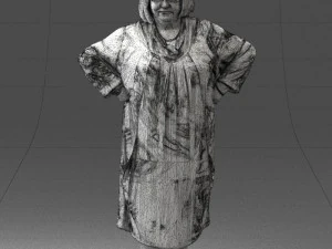 000410 Elderly Woman Character in Pattern Dress 3dp 3D Print Model