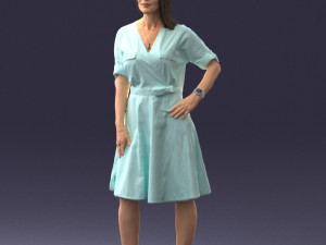 woman in blue dress 0077 3D मॉडल