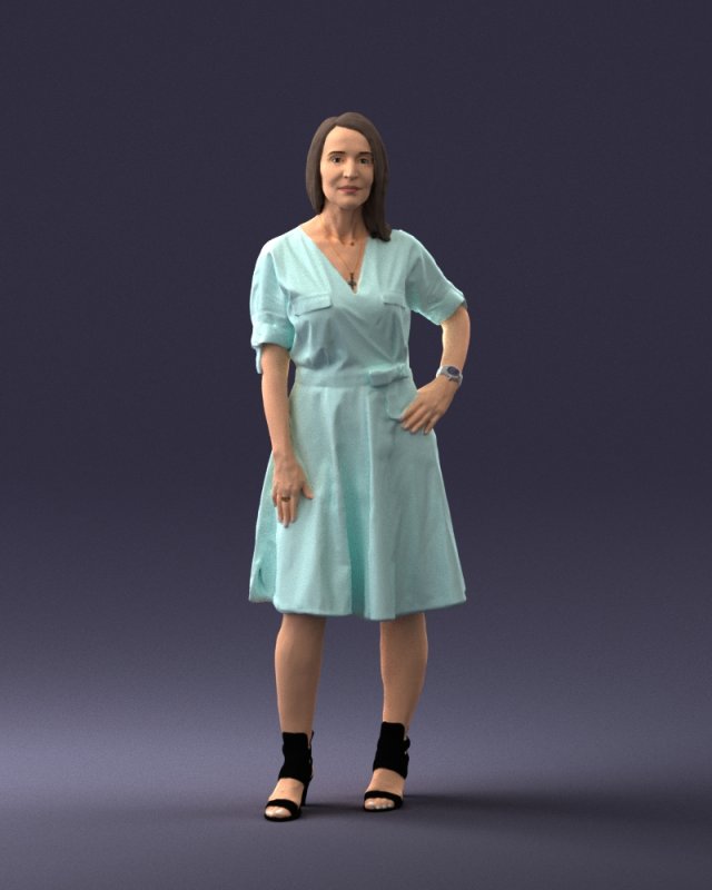 woman in blue dress 0077 3d print ready 3D Print Model .c4d .max .obj .3ds .fbx .stl .blend