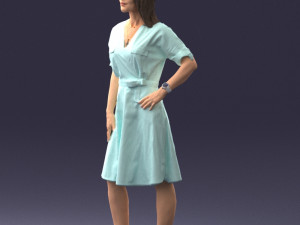 woman in blue dress 0077 3d print ready 3D Принт Модель