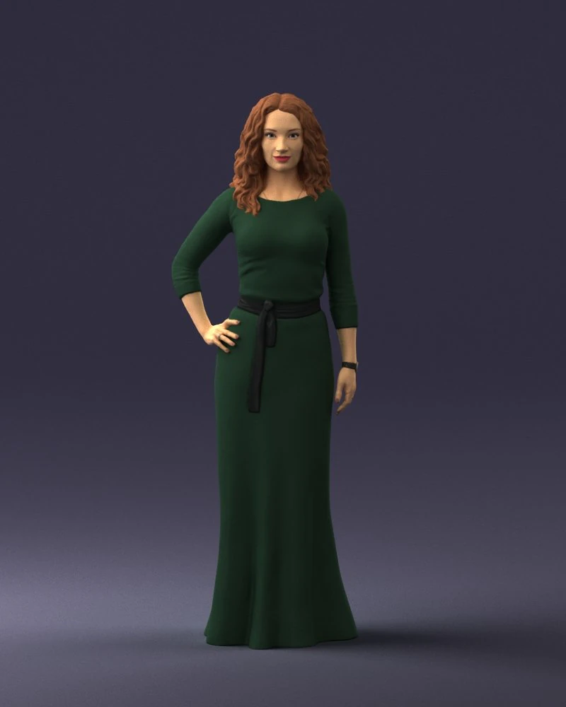 000412 Realistic Woman Character Full Body Scan Dress 3D Model .c4d .max .obj .3ds .fbx .stl .blend 