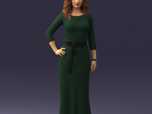woman in green dress 0078 Modèle 3D