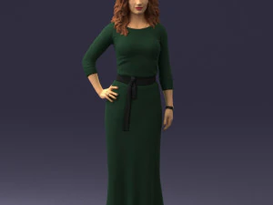 000412 Realistic Woman Character Full Body Scan Dress 3D Model
