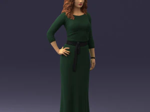 000412 Realistic Woman Character Full Body Scan Dress 3D Model