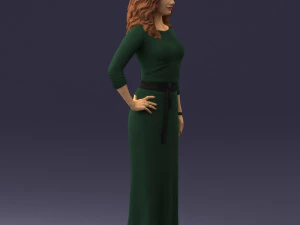 000412 Realistic Woman Character Full Body Scan Dress 3D Model