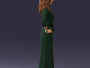 000412 Realistic Woman Character Full Body Scan Dress 3D Model