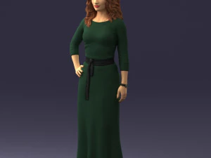 000412 Realistic Woman Character Full Body Scan Dress 3D Model