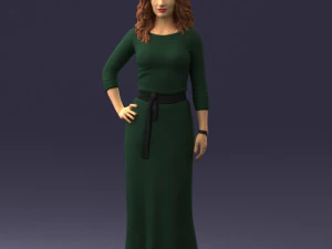 000412 Realistic Woman Character Full Body Scan Dress 3D Model