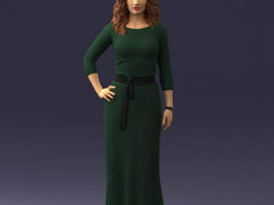 woman in green dress 0078 Modèle 3D