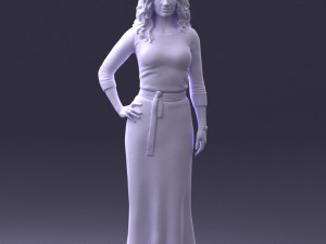 woman in green dress 0078 Modèle 3D