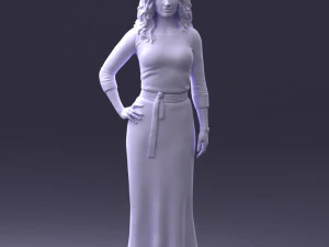 000412 Realistic Woman Character Full Body Scan Dress 3D Model