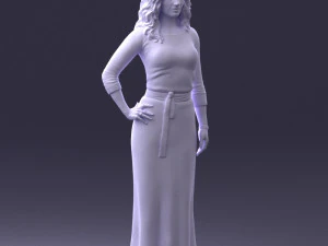 000412 Realistic Woman Character Full Body Scan Dress 3D Model
