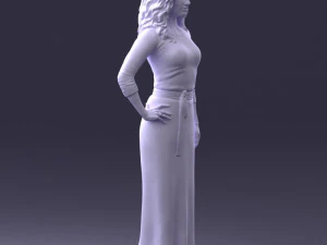000412 Realistic Woman Character Full Body Scan Dress 3D Model