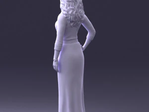 000412 Realistic Woman Character Full Body Scan Dress 3D Model