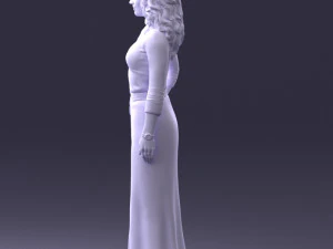 000412 Realistic Woman Character Full Body Scan Dress 3D Model