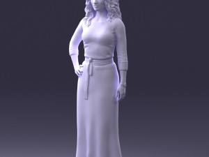 woman in green dress 0078 Modèle 3D