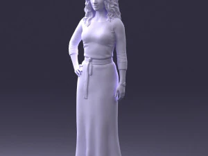 000412 Realistic Woman Character Full Body Scan Dress 3D Model